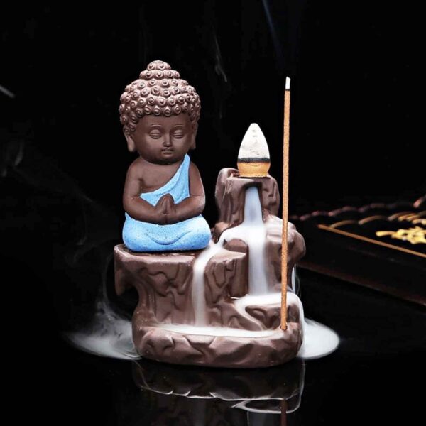 Incense Holder Meditating Monk Buddha .