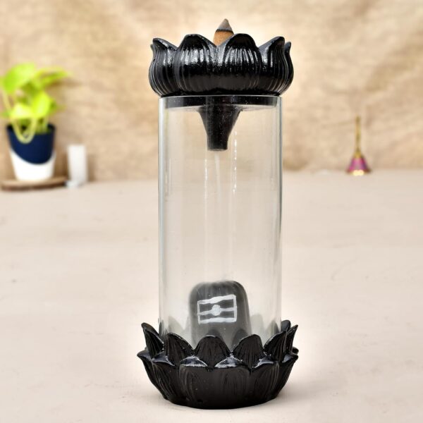 Shivling Backflow Incense Burner with 10 Incense Sticks Showpiece .
