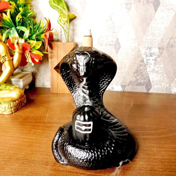 Snake Shiva Smoke Backflow Cone Incense Holder with 10 Incense Cones Showpiece.